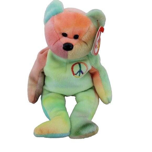 Peace bear Beanie Baby 1996 Birth Date Febuary 1 , 1996 - ORIGIINAL* - Picture 1 of 4